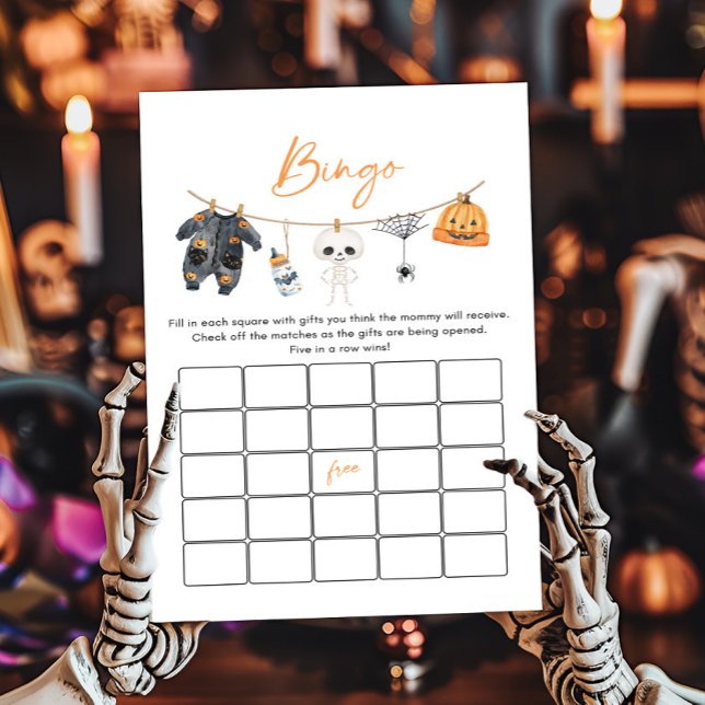 Jogo de Bingo da Roupa de Halloween da Little Boo (Ghost Clothesline Baby Shower Bingo Game)