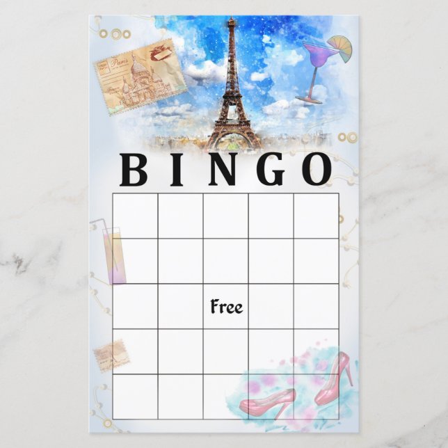 Jogo de bingo da torre Eiffel (Frente)