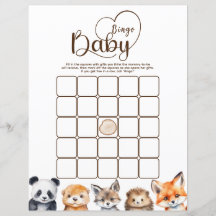 Jogo de Bingo de Animais da Floresta para Chás de