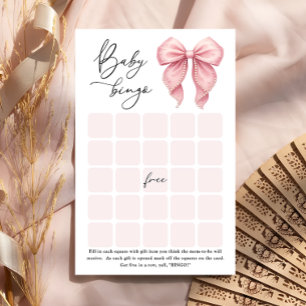 Jogo de Bingo de Bebê com Laço Rosa Elegante