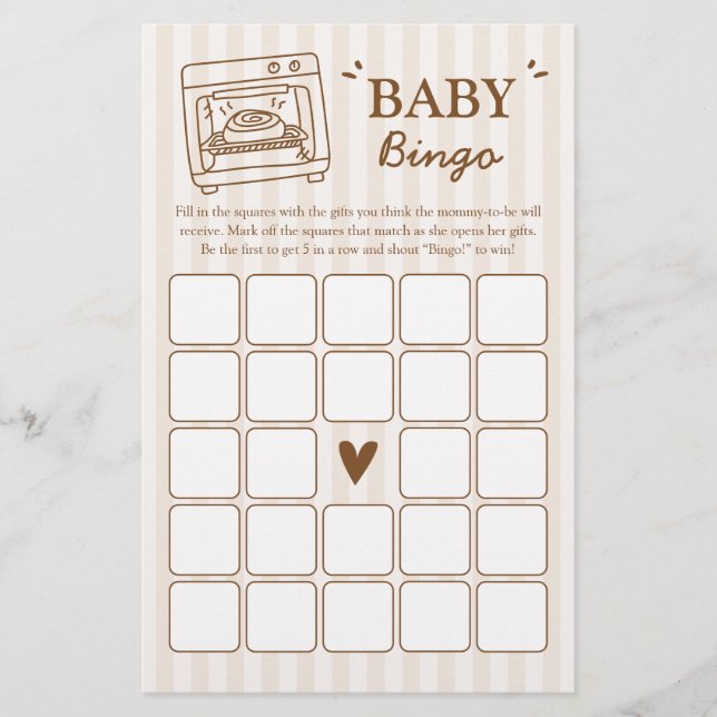 Jogo de Bingo de Bebê com Pão no Forno (Frente)