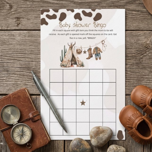 Jogo de Bingo de Bebê Cowboy rústico howdy chá de  (Criador carregado)