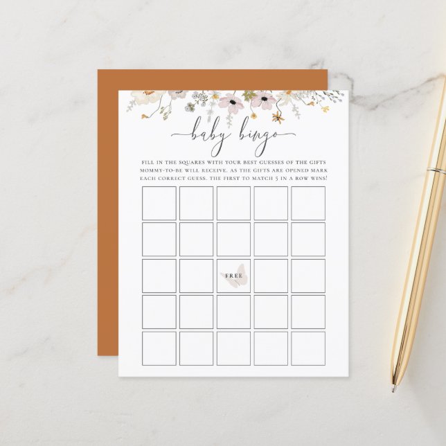 Jogo de Bingo de Bebê de Flor Selvagem (Frente/Verso In Situ)