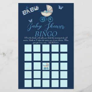 Jogo de BINGO de Carrinho de Bebê Menino Chá de Be