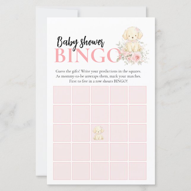 Jogo de Bingo de Chá de Bebê | Menina Retriever Do (Frente)