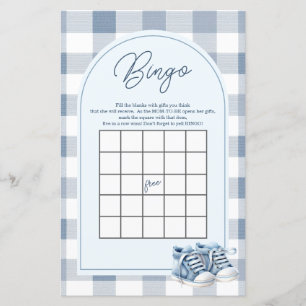 Jogo de Bingo de Chá de Bebê Xadrez Sapatos Azuis