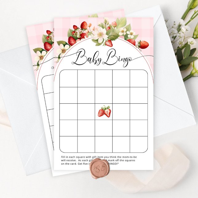 Jogo de bingo de chá de fraldas de morango doce de (Criador carregado)