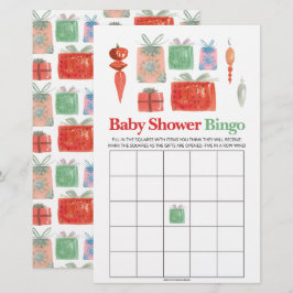 Jogo de Bingo de Chá de fraldas de Natal de Retro 