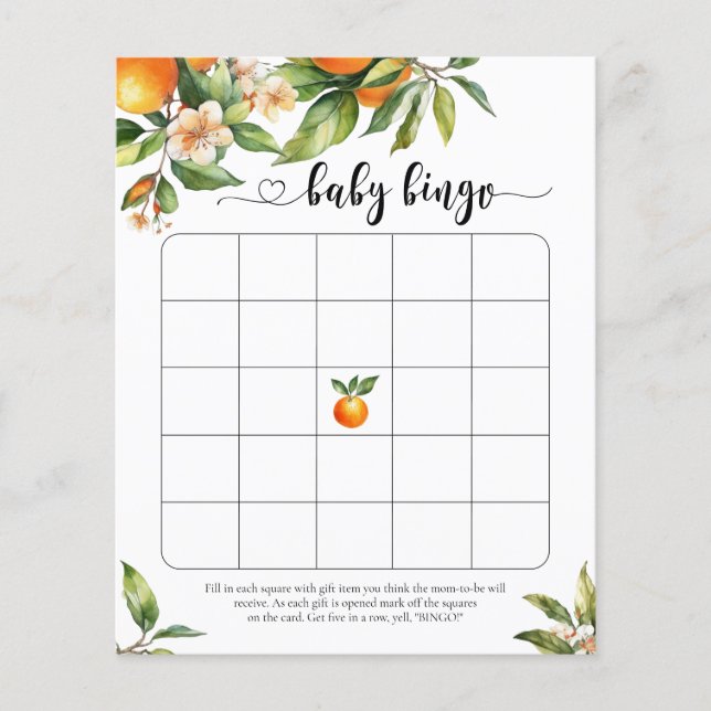 Jogo de Bingo de Chá de fraldas Laranja Pequeno Ci (Frente)