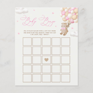 Jogo de Bingo de Chá de fraldas Rosa de Urso Teddy