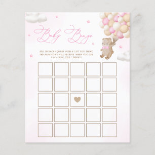 Jogo de Bingo de Chá de fraldas Rosa de Urso Teddy