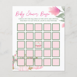 Jogo de Bingo de Chá de fraldas Rosa-Rosa Moderno