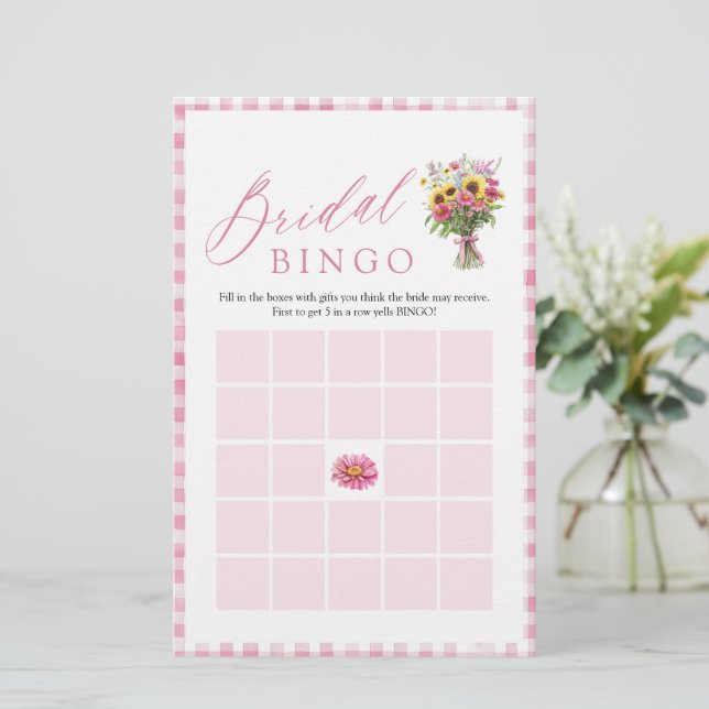 Jogo de Bingo de Chá de Noiva Rosa Fresco do Merca (Em pé/Frente)