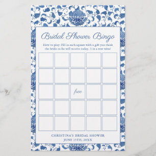 Jogo De Bingo De Chá de panela Azul E Branco
