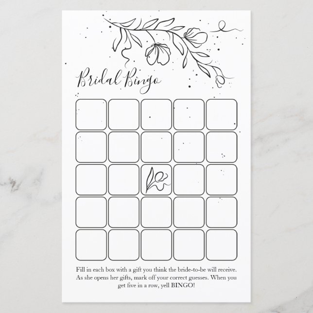 Jogo de bingo de chá de panela de galho em flor es (Frente)