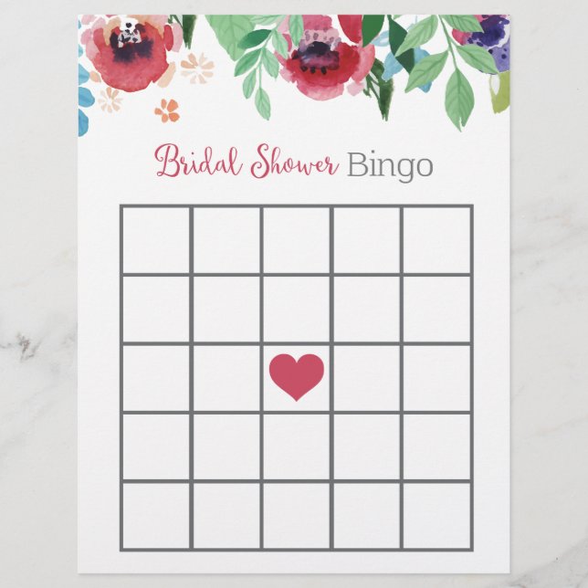 Jogo de Bingo de Chá de panela Floral (Frente)