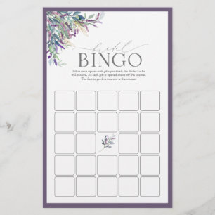 Jogo de Bingo de Chá de panela Floral de Lavanda E