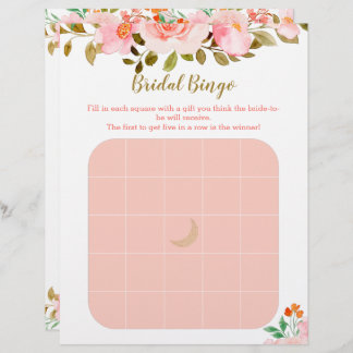 Jogo de Bingo de Chá de panela Floral Rosa Blush