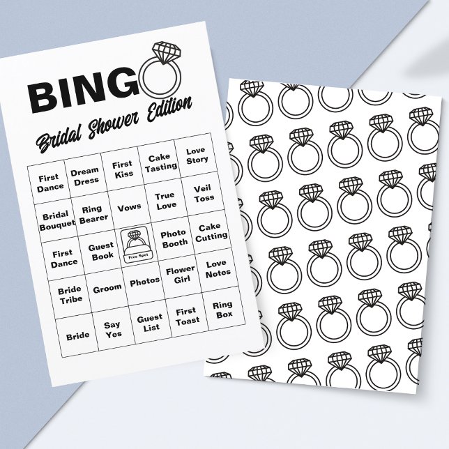 Jogo de Bingo de Chá de panela Minimalista (Elegant Wedding-Themed Bingo – Great for Showers, Bachelorette Parties & Receptions!)