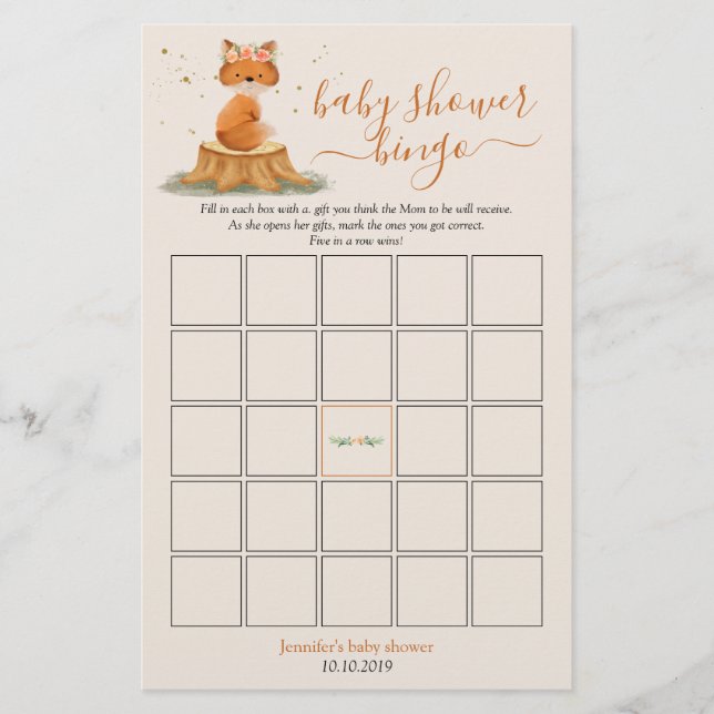 Jogo de Bingo de Colheita para Chá de Bebê da Rapo (Frente)