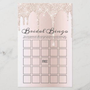 Jogo de Bingo de Noiva de Noiva com Brilho Rosa