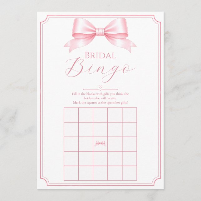 Jogo de Bingo de Presente de Chá de Noiva Rosa Per (Frente)