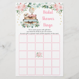 Jogo de Bingo de Viagem Floral em Ouro Rosa para C