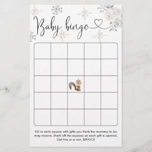 Jogo de Bingo de Woodland Floral Branca de inverno