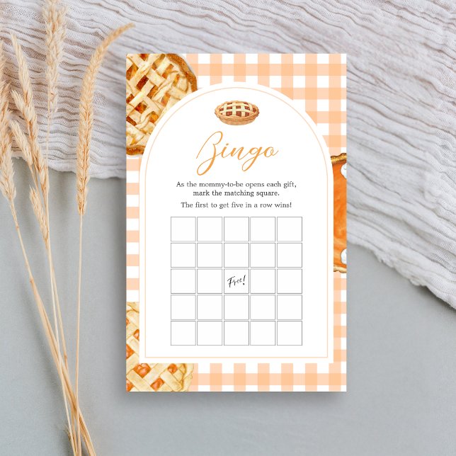 Jogo de Bingo do Chá de fraldas Pequeno Pie Gingha (Little Cutie Pie Gingham Baby Shower Game)