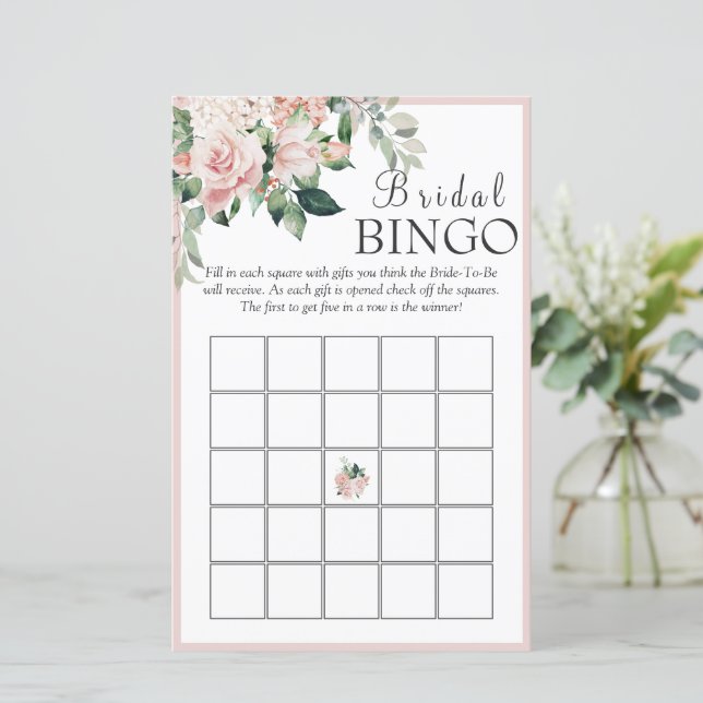Jogo de Bingo Floral de Rosa Floral Elegante (Em pé/Frente)