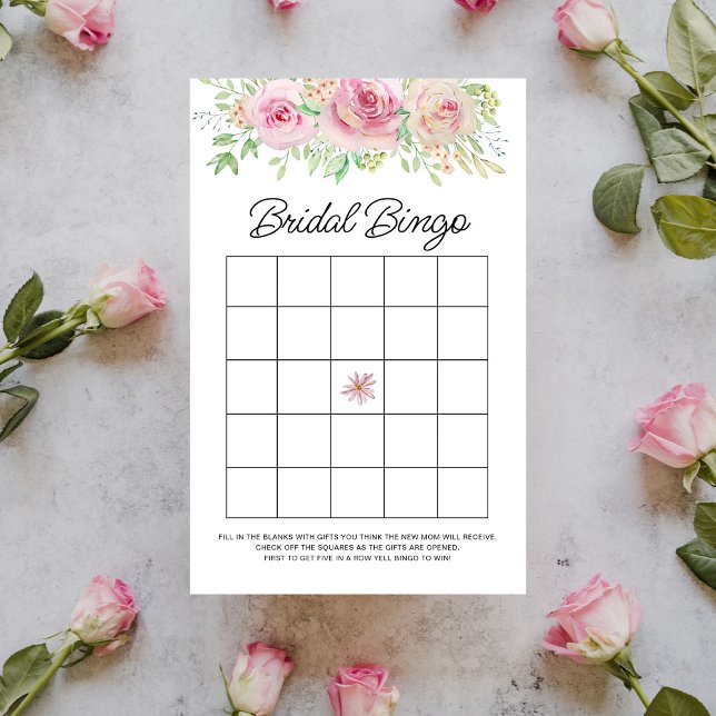 Jogo de Bingo Floral Floral Elegante Rosa (Criador carregado)