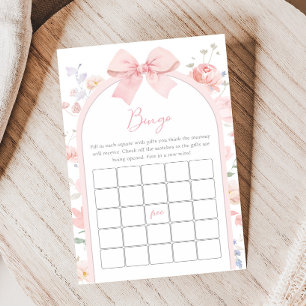 Jogo de Bingo Floral Pink Bow Baby em Flor