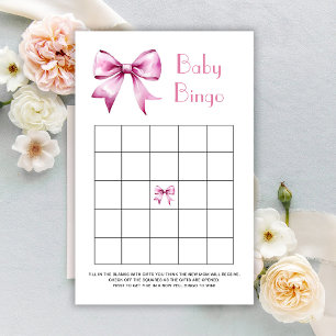 Jogo de Bingo para Bebê com Laço Rosa