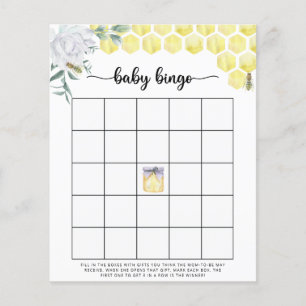 Jogo de bingo para chá de bebê abelha