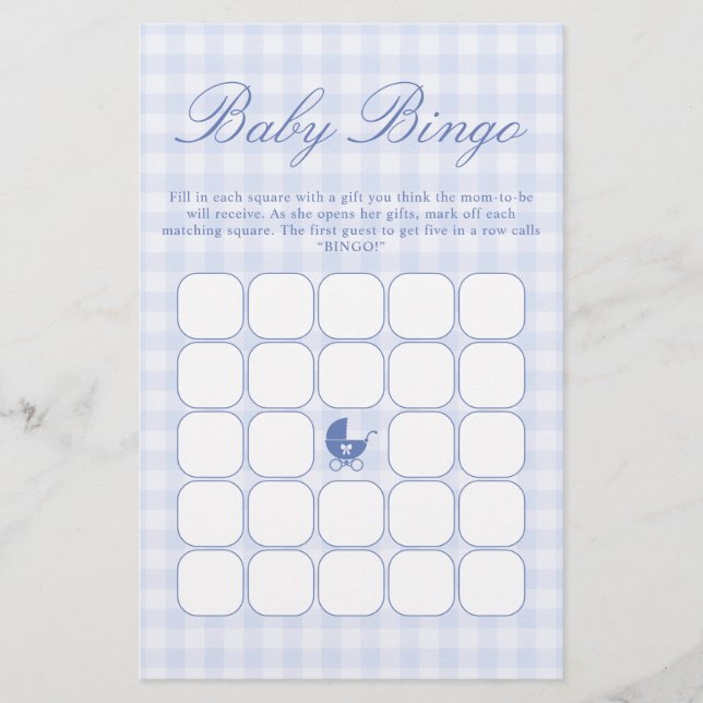 Jogo de Bingo para Chá de Bebê Azul (Frente)