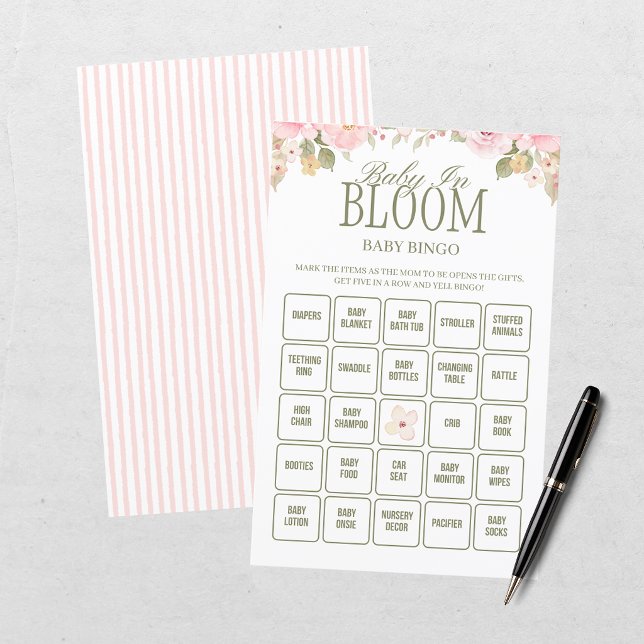 Jogo de Bingo para Chá de Bebê Baby In Bloom com F (Criador carregado)