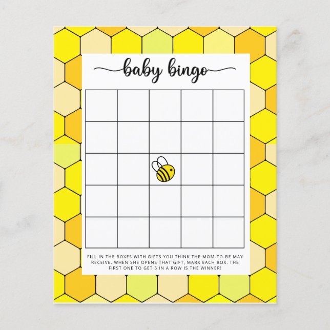 Jogo de bingo para chá de bebê Bee (Frente)