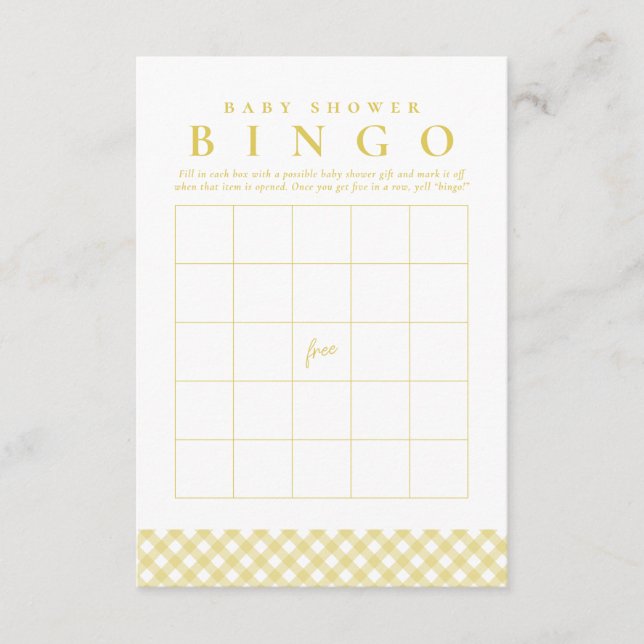 Jogo de bingo para chá de bebê, cartão fofo com xa (Frente)