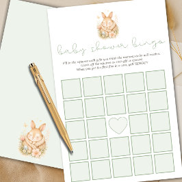 Jogo de Bingo para Chá de Bebê Coelhinho Verde Sál