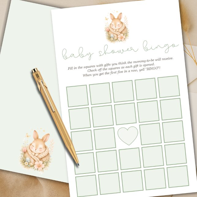 Jogo de Bingo para Chá de Bebê Coelhinho Verde Sál (Criador carregado)