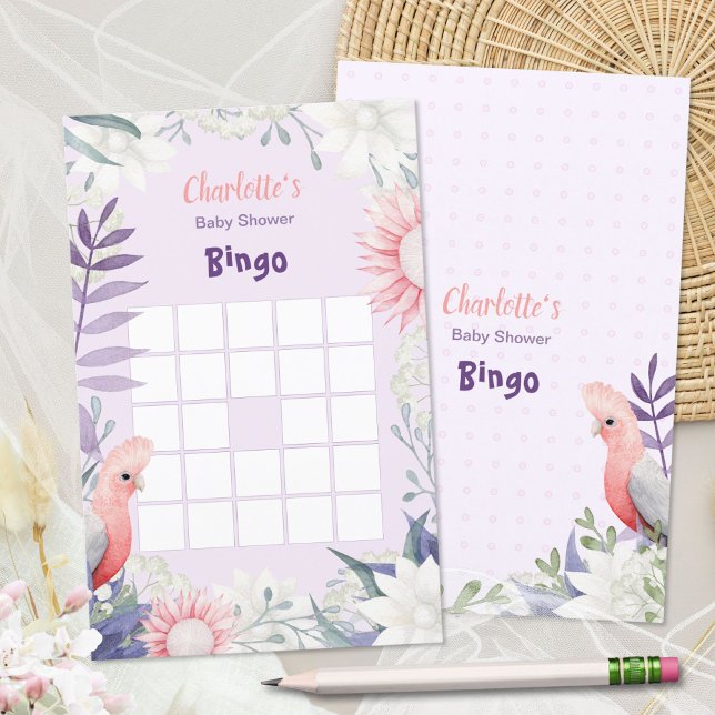 Jogo de Bingo para Chá de Bebê com Flores de Lavan (Enchanted Lavender Whimsical Baby Shower Bingo ©Susanne Sachers - Sunny Mind 🌞)