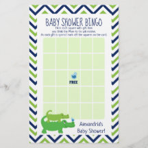Jogo de Bingo para Chá de Bebê com Jacaré Elegante