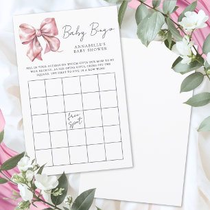 Jogo de Bingo para Chá de Bebê com Laço Rosa