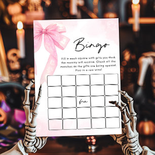Jogo de Bingo para Chá de Bebê com Laço Rosa Littl