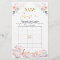 Jogo de Bingo para Chá de Bebê com Tema Floral Ros