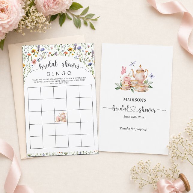 Jogo de Bingo para Chá de Bebê com Wildflowers Tea (Criador carregado)