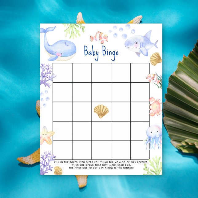 Jogo de bingo para chá de bebê de animal marinho s (Criador carregado)