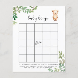 Jogo de bingo para chá de bebê do ursinho