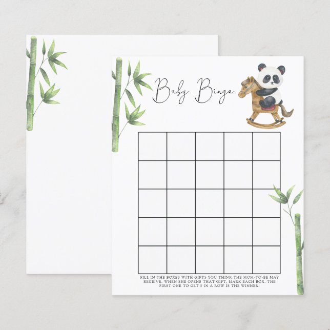Jogo de bingo para chá de bebê do ursinho panda (Frente/Verso)