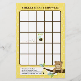 Jogo de Bingo para Chá de Bebê do Urso Mel e Abelh